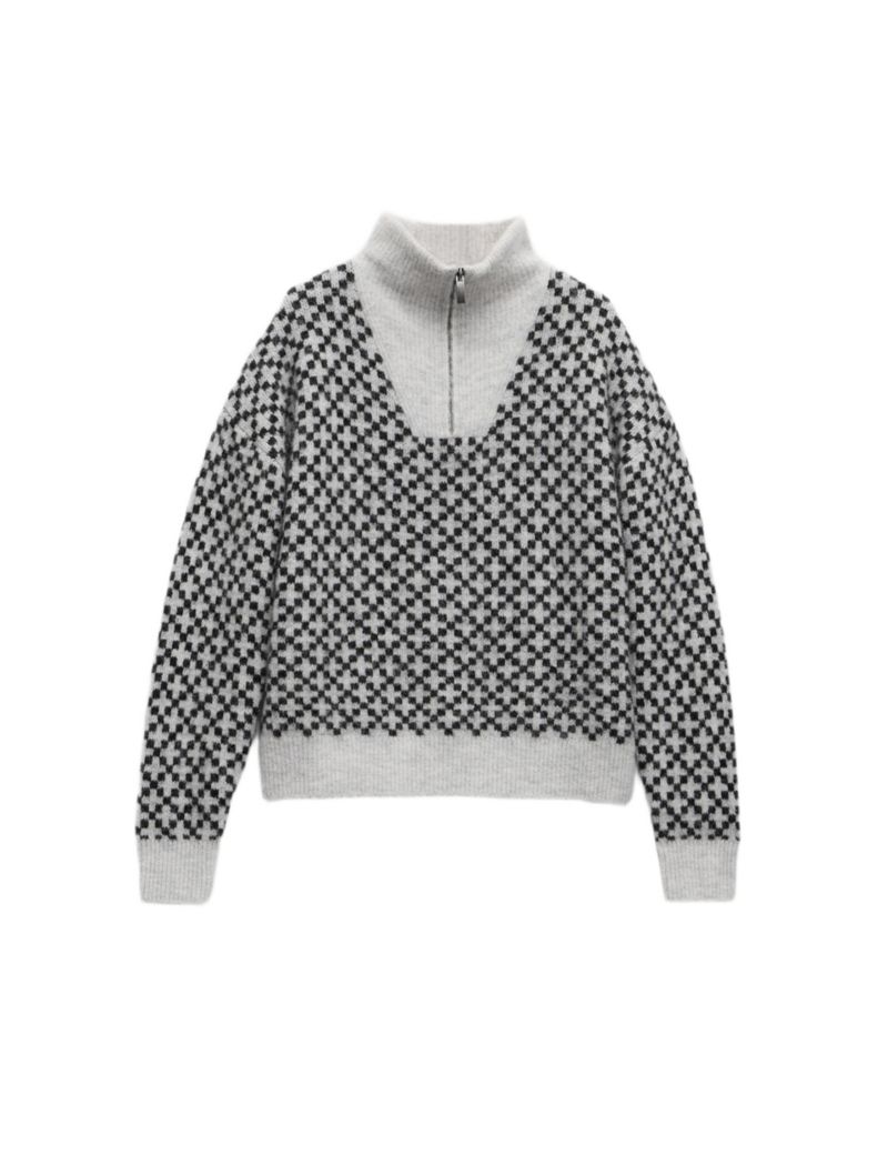 Women's Juno Quarter Zip Mono Jacquard Jumper
