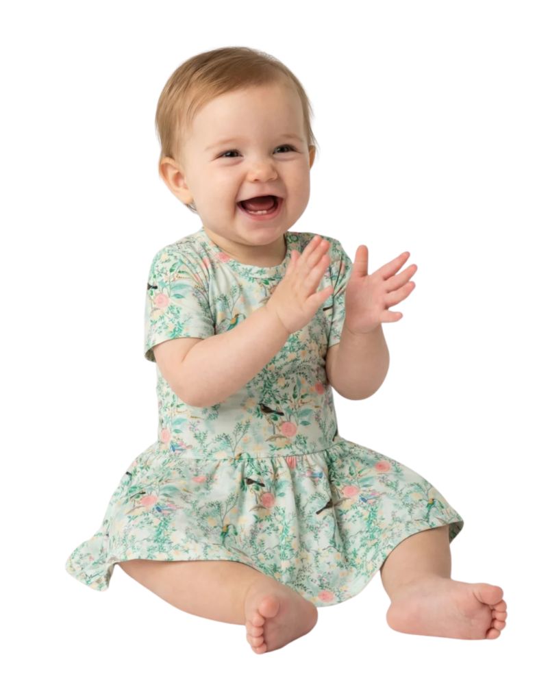 Baby Girls Sage Blossom Bamboo Twirl Dress with Bodysuit