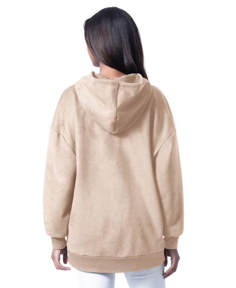 Women's Cream Baltimore Ravens Best Hitter Oversized Tunic Pullover Hoodie