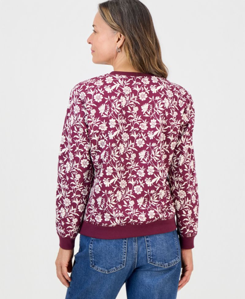 Petite Turkish Tile Floral Relaxed-Fit Sweatshirt, Macy's Exclusive