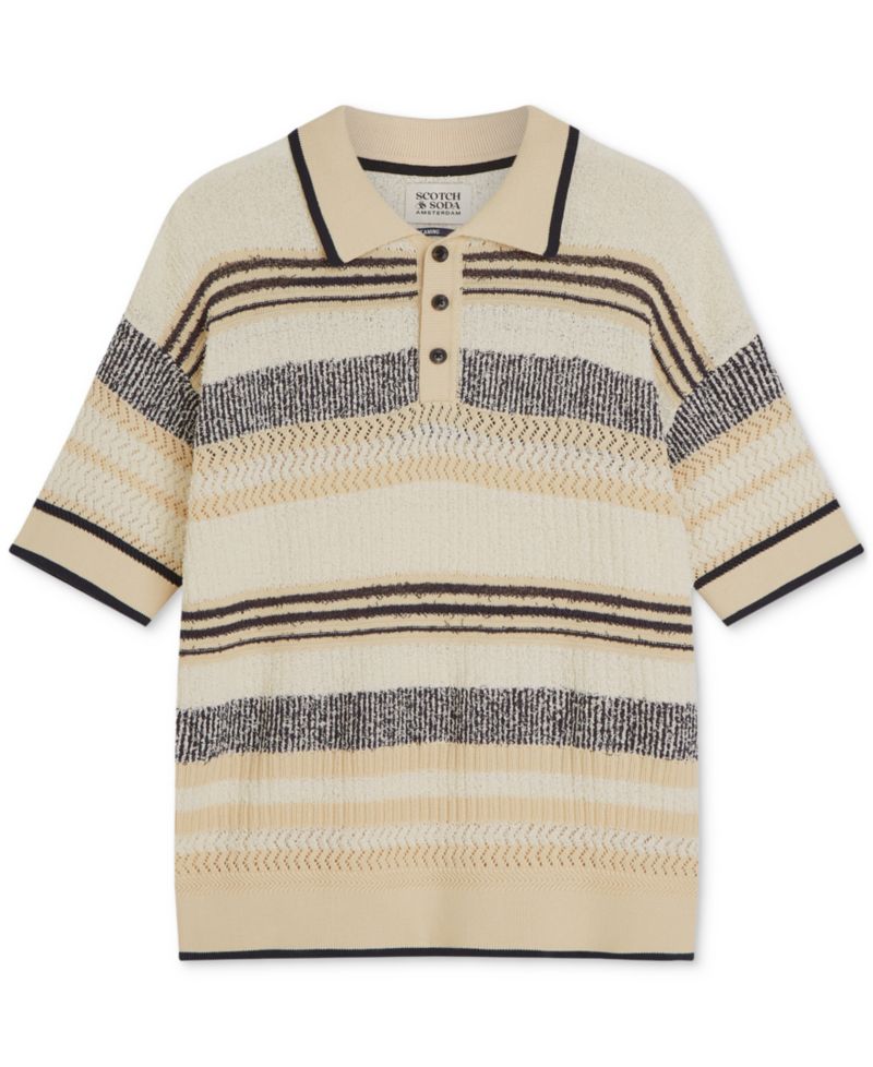 Men's Striped Short-Sleeve Knit Polo
