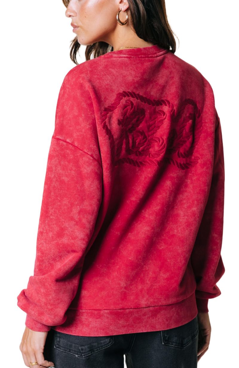 Women's Braid Acid Wash Dropped Shoulder Sweaters
