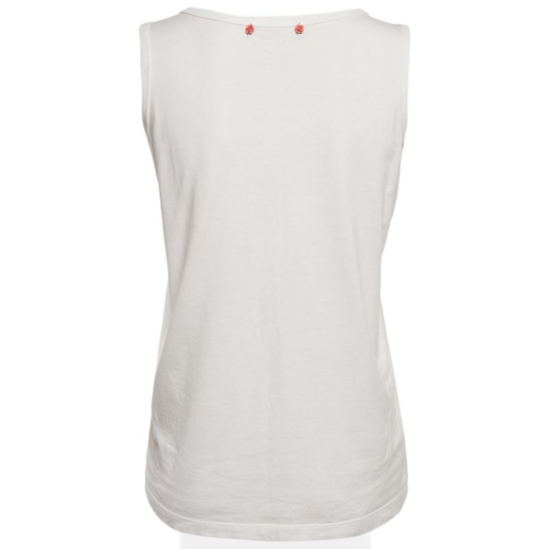 Women's White Printed Cotton Tank Top