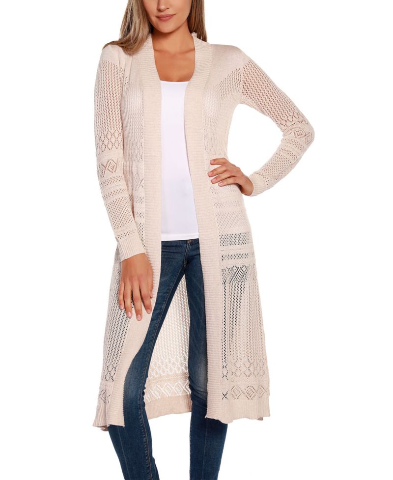 Women's Pointelle-Stitch Duster Cardigan Sweater