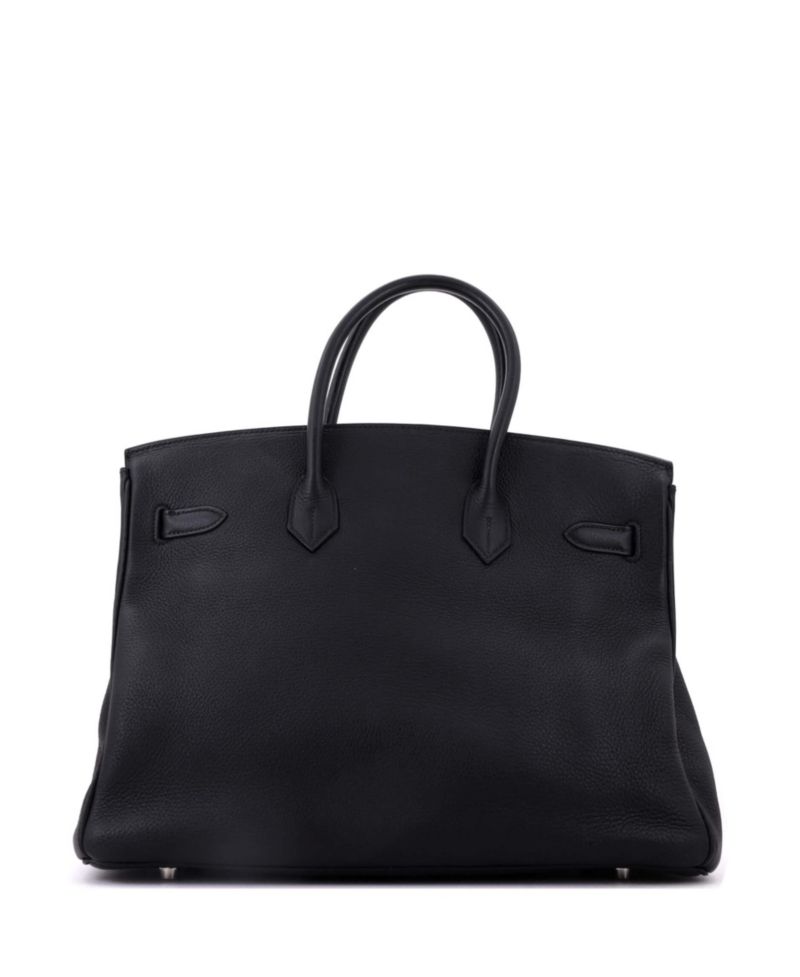 Pre-Owned Hermes Birkin 35 Handbag Black Clemence with Palladium Hardware
