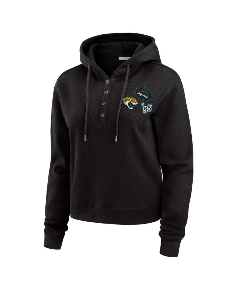 Women's Black Jacksonville Jaguars Waffle Pullover Hoodie