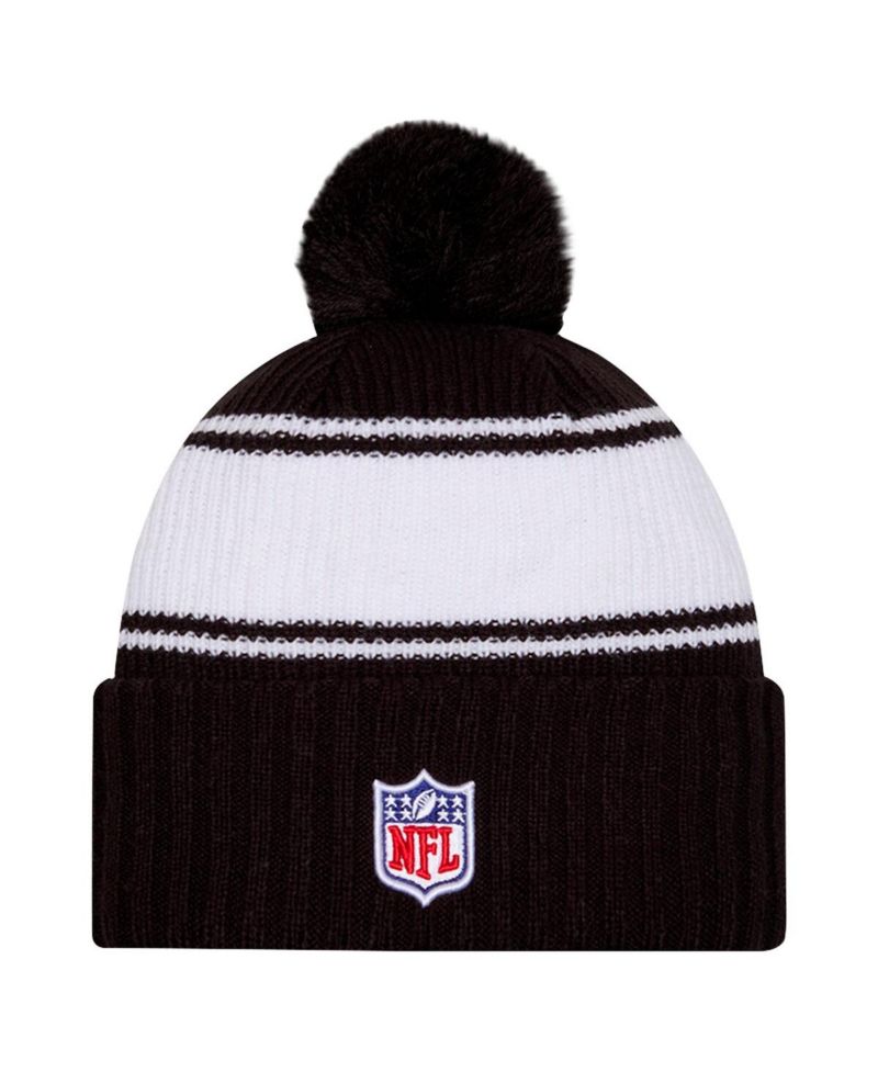 Men's Black New York Jets 2024 Sideline Cuffed Knit Hat with Pom