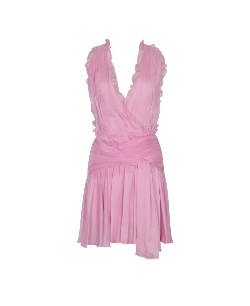 Women's Odelle Tulip Pink Crinkle Chiffon Wrap Dress