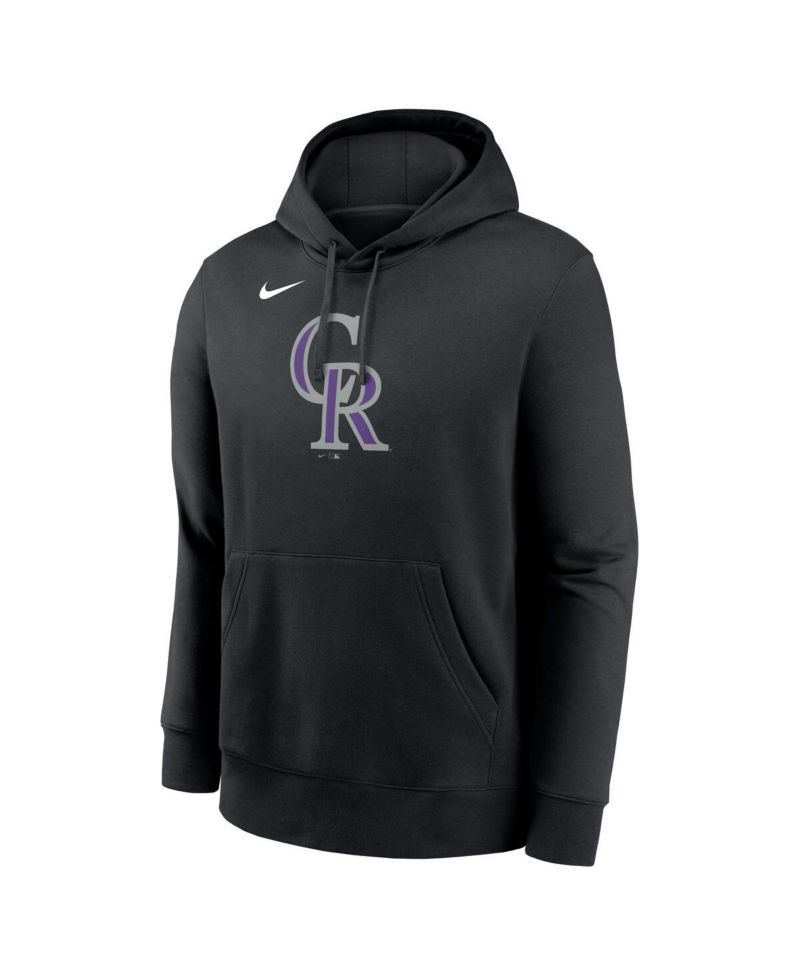 Men's Black Colorado Rockies Logo Club Fleece Pullover Hoodie