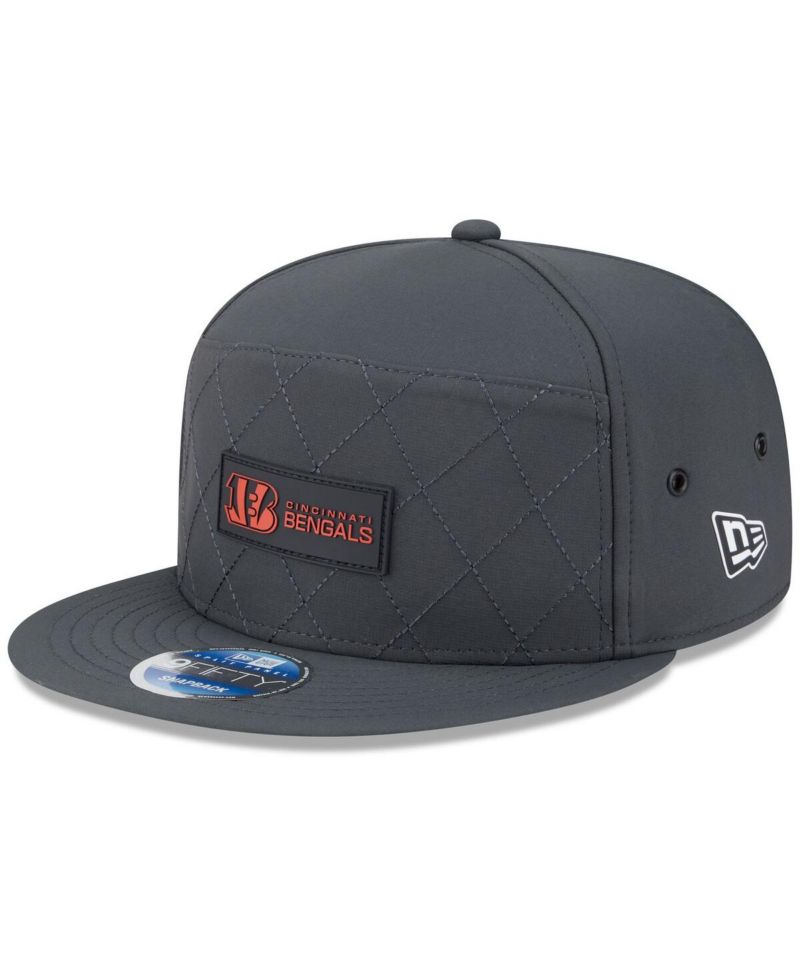 Men's Charcoal Cincinnati Bengals 2025 Sideline Cold Weather Split Panel 9FIFTY Snapback Hat