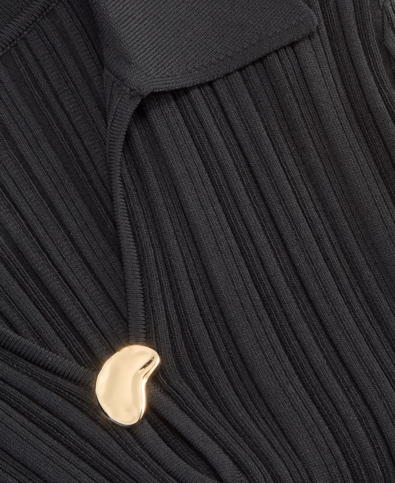 Women's Ribbed Hardware V-Neck Sweater