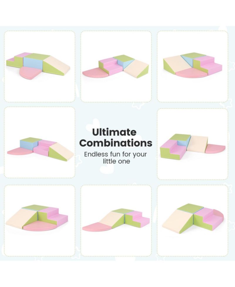 4-Piece Climb and Crawl Foam Block Play Set – Pink