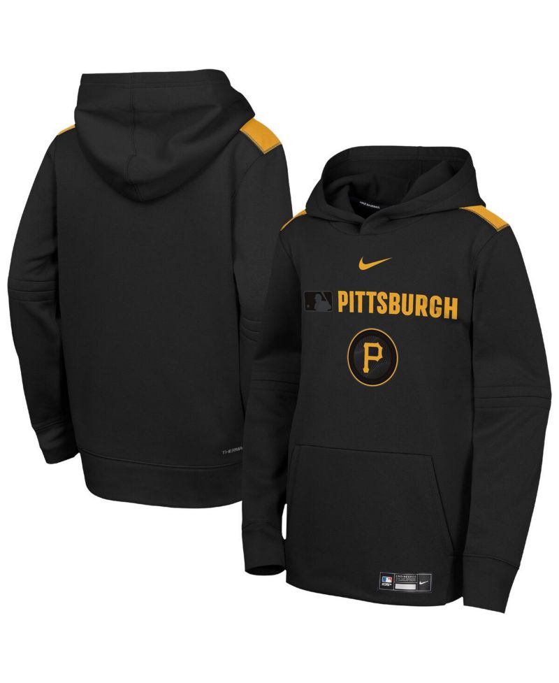 Big Boys and Girls Black Pittsburgh Pirates City Connect Authentic Collection Performance Pullover Hoodie