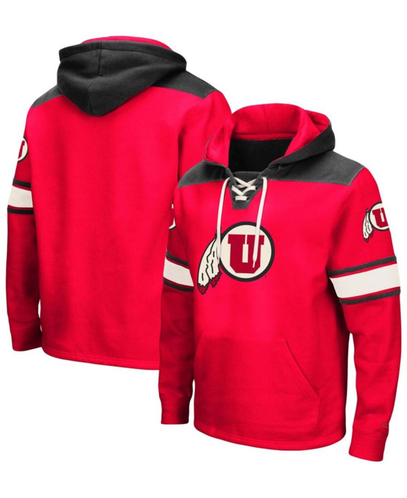 Men's Red Utah Utes 2.0 Lace-Up Logo Pullover Hoodie