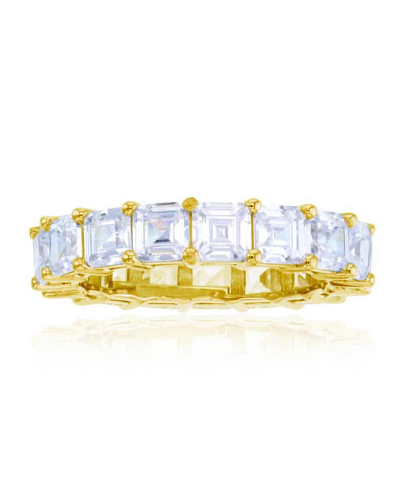 Cubic Zirconia Eternity Band in 14k Gold-Plated Sterling Silver