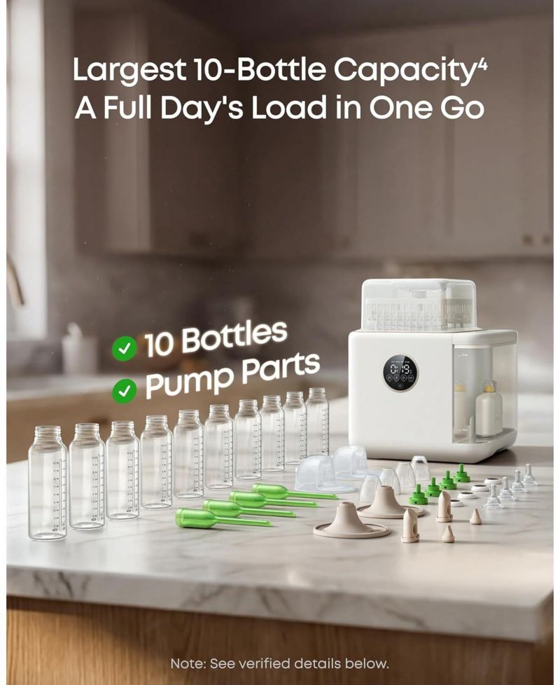 Security S1 Pro Baby Bottle Washer, Sterilizer and Dryer, Built-in Water Softener, Largest 10-Bottle Capacity