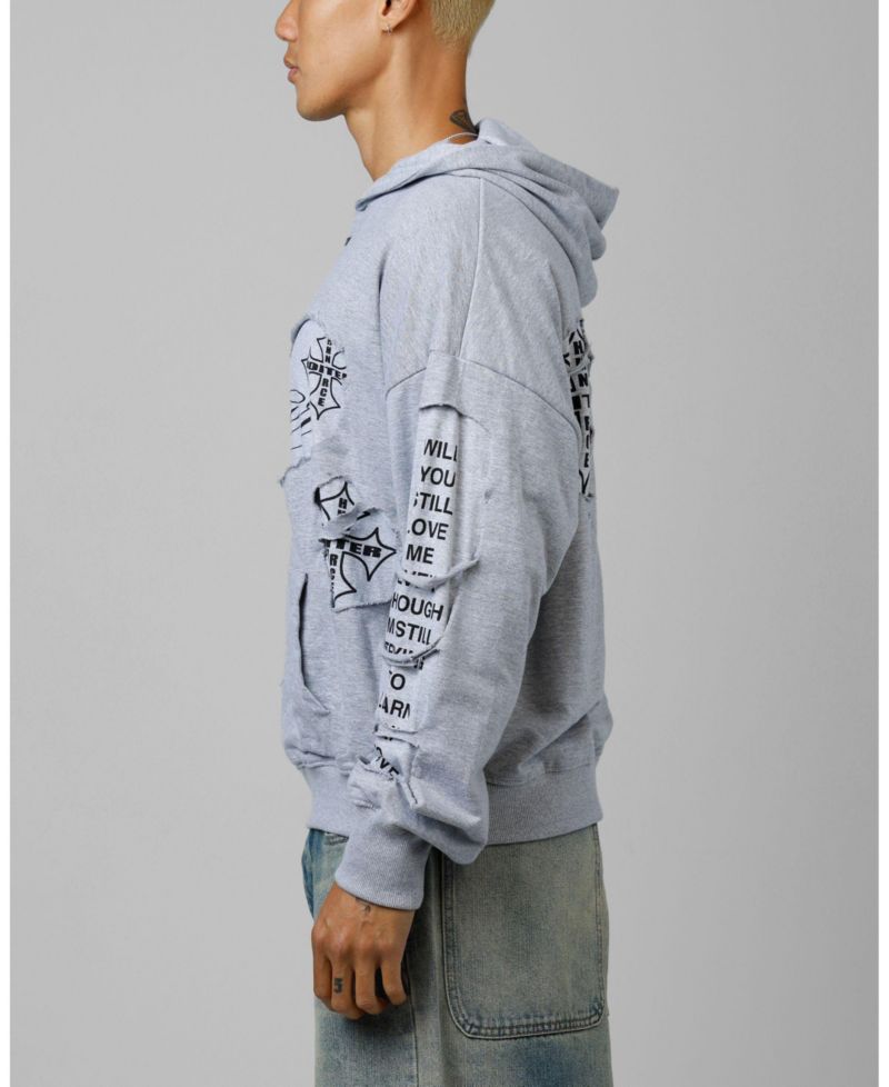 Men's Destruction Hoodie - Grey M