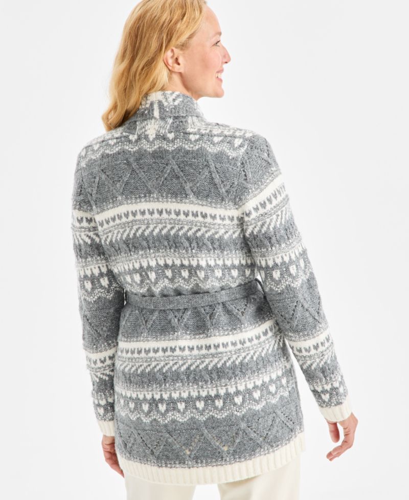 Women's Fair Isle Belted Cardigan