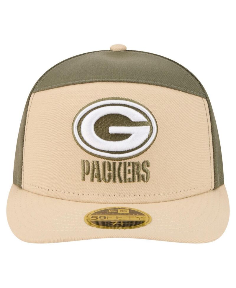 Men's Light Beige/Olive Green Bay Packers Two-Tone Color Pack Split Panel 59FIFTY Fitted Hat