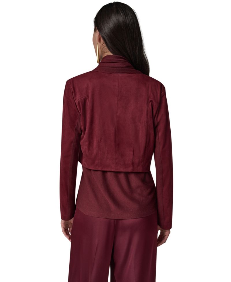 Women's Mxd Media Mixed-media Shawl Collar Jacket