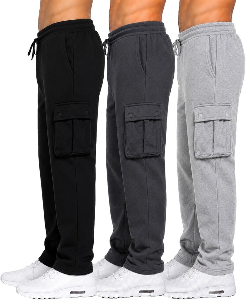 Men's Fleece-Lined Cargo Open-Bottom Sweatpants