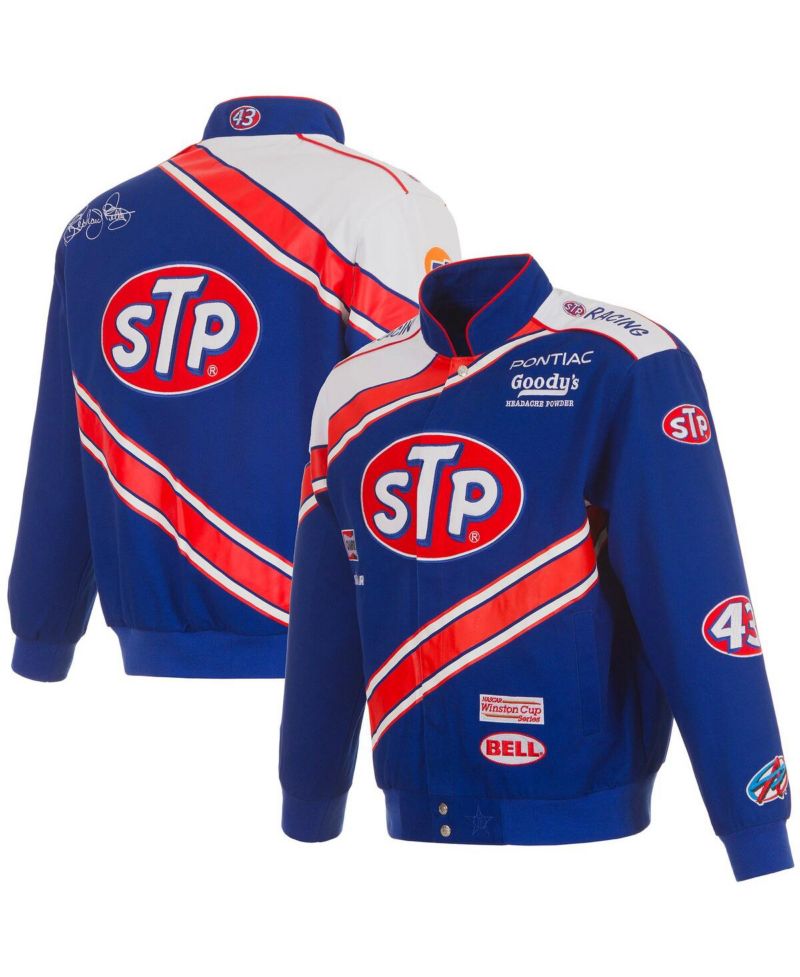 Men's Blue/White Richard Petty STP Full-Snap Twill Uniform Jacket
