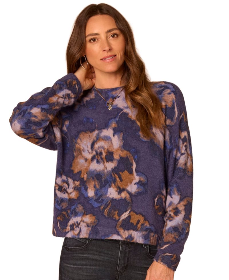 Petite Mock Neck Printed Sweater