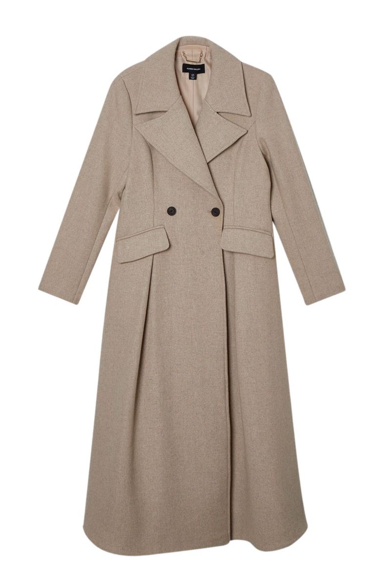 Women's Wool Tailored Flared Skirt Midi Coat