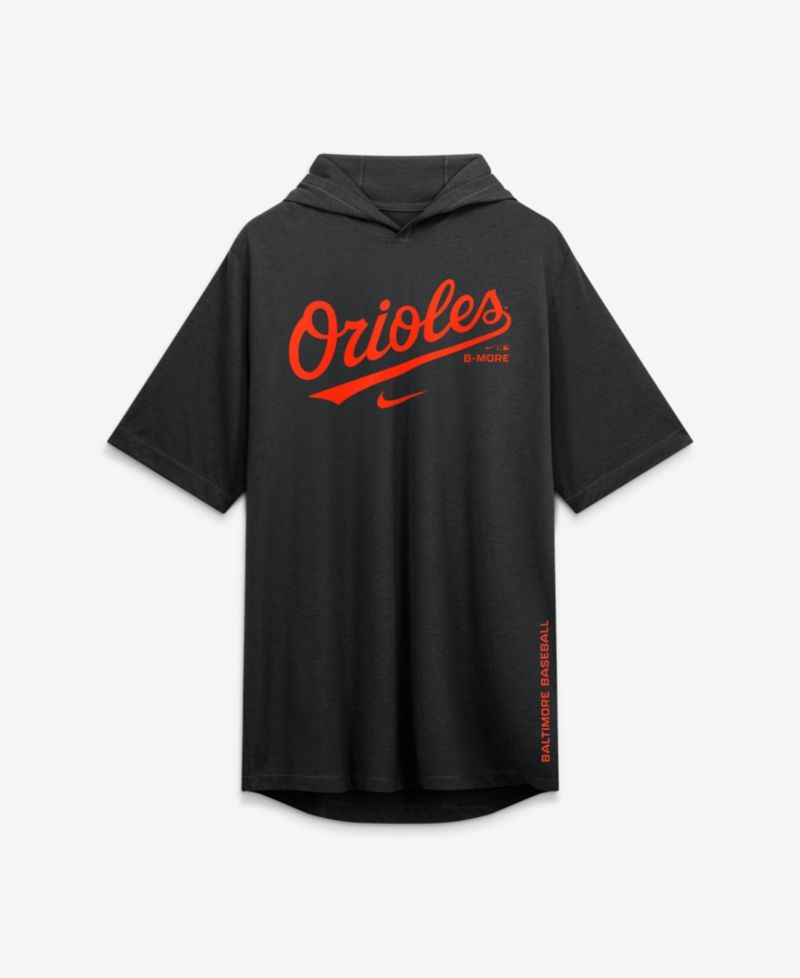 Men's Black Baltimore Orioles Arched Wordmark Tri-Blend Hooded T-Shirt