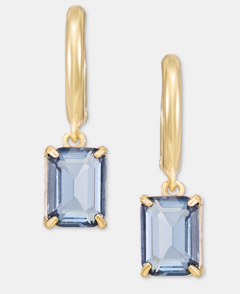 Glass Stone Drop Huggie Earrings