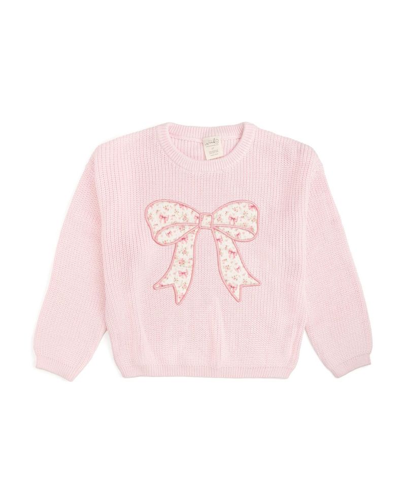 Big Girls Ditsy Floral Bow Knit Sweater