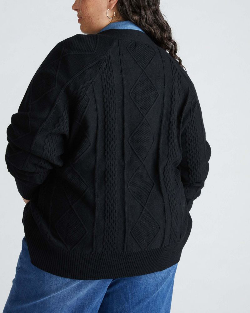 Plus Size Cable Knit Cardigan