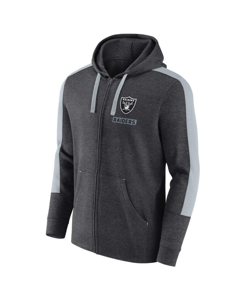 Men's Heather Charcoal Las Vegas Raiders Gains Full-Zip Hoodie