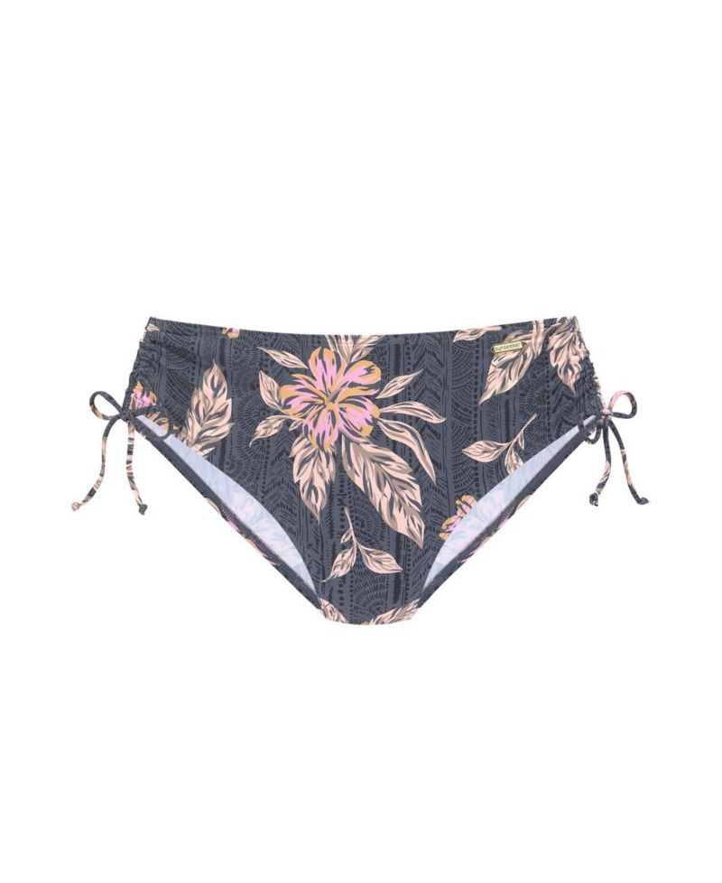 Women's Floral Print Mix Mid Rise Bikini Mid-Rise Swim Bottom