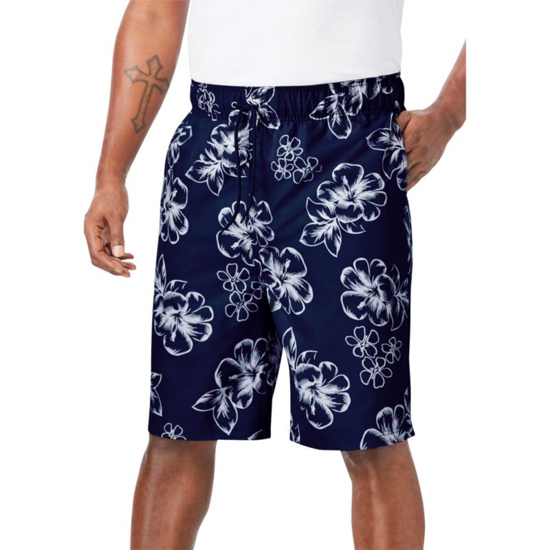 Men's Hibiscus Print 8" Swim Trunks