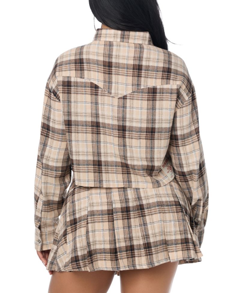Women's Long-Sleeve Plaid Button-Up Shirt