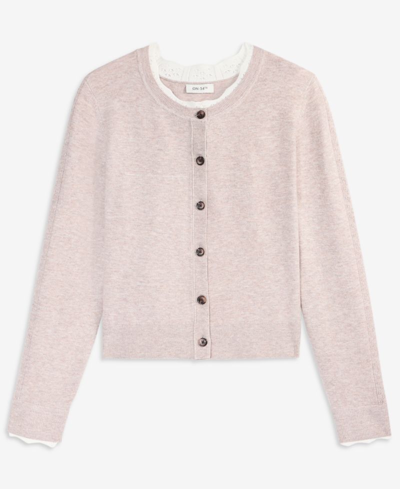 Women's Long-Sleeve Scallop-Trim Cora Cardigan