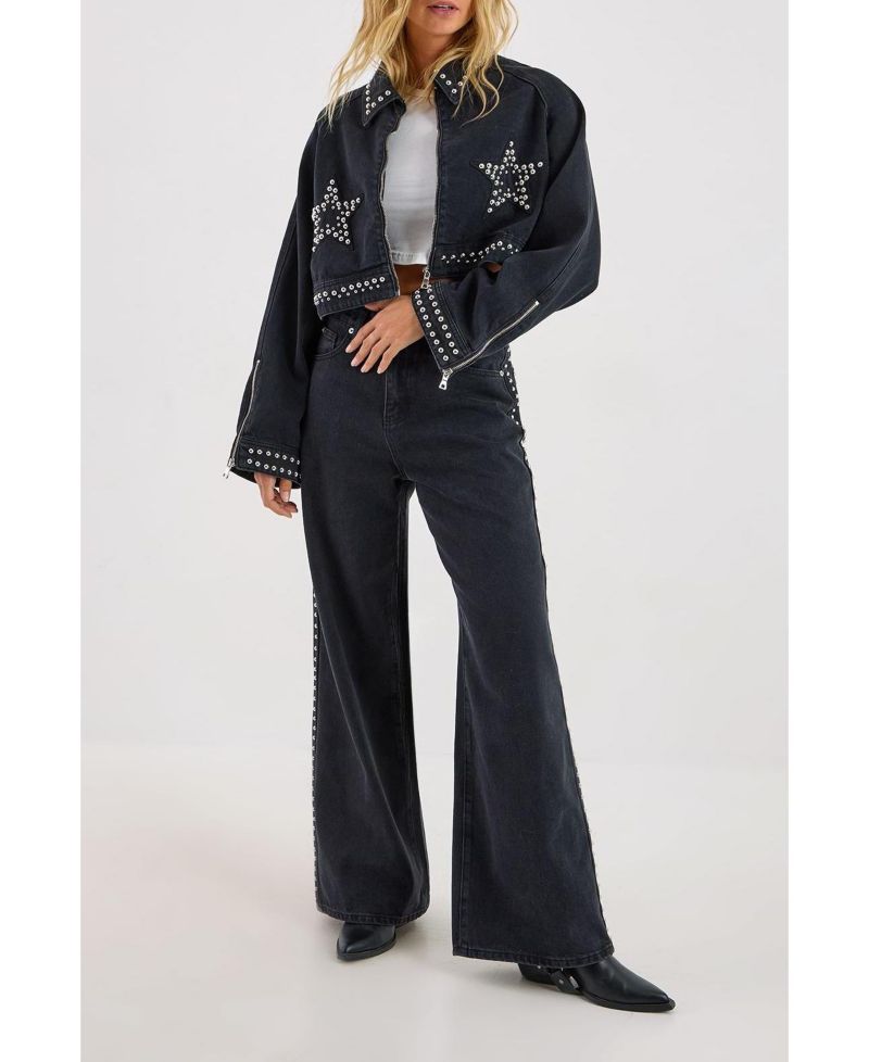 Women's Star Studded Baggy Denim Jeans