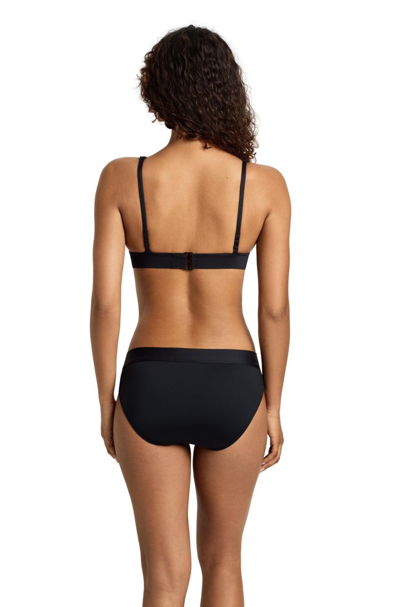 Women's Solid Black Banded Tall V-Neck Bralette Swimsuit Top