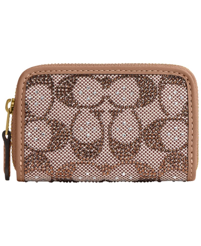 Essential Small Crystal Signature Jacquard Zip Around Card Case