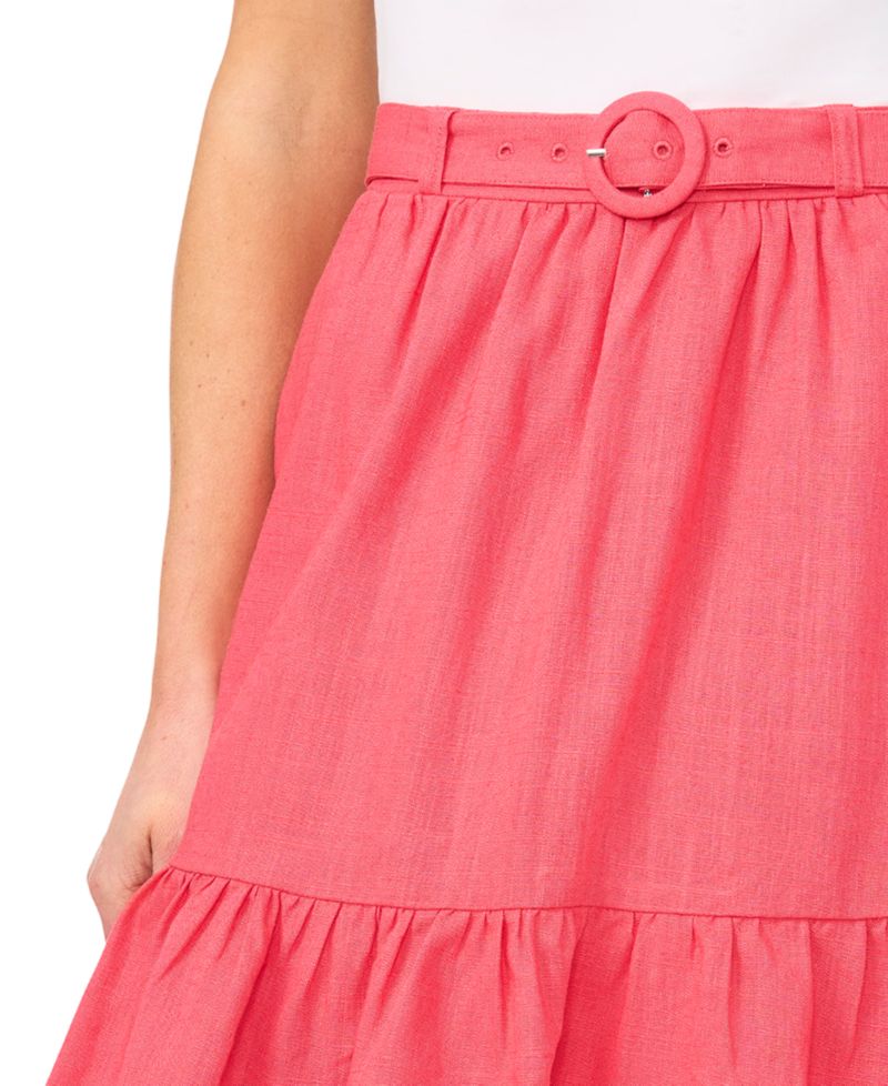 Women's Belted Ruffle-Hem Mini Skirt