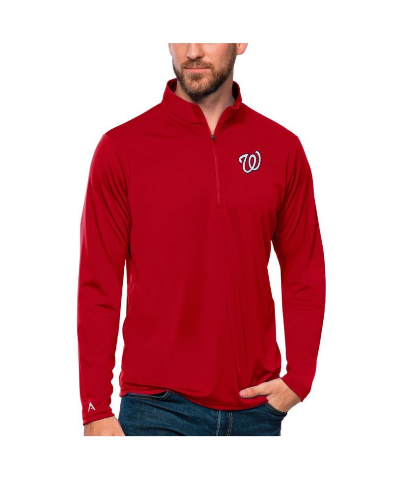 Men's Red Washington Nationals Tribute Quarter-Zip Pullover Top