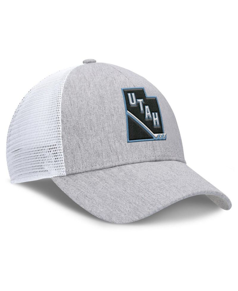 Men's Gray/White Utah Mammoth Utah Badge Trucker Adjustable Hat