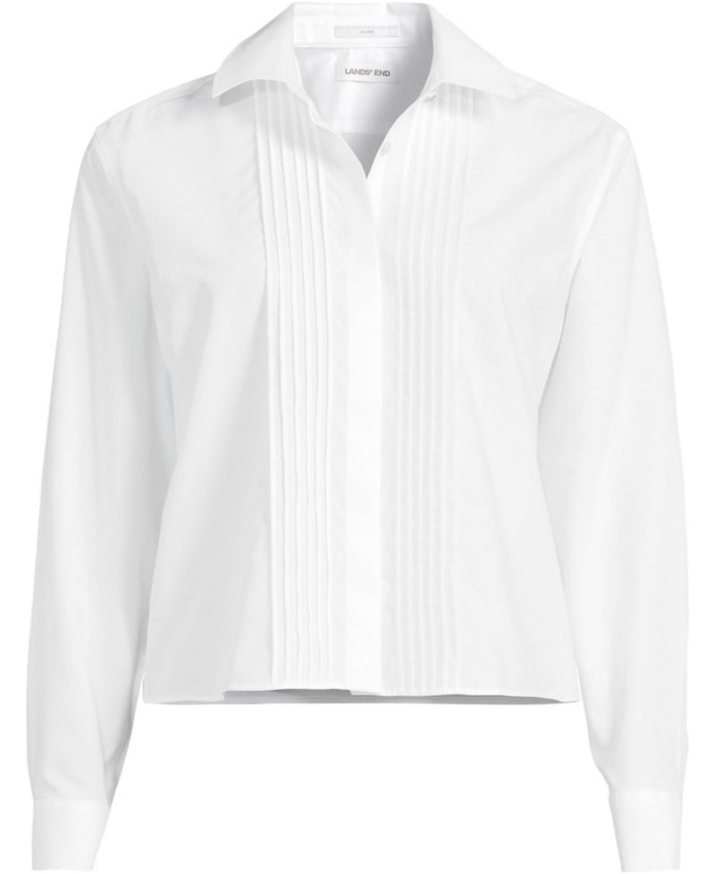 Women's Boxy Cropped No Iron Pintuck Shirt