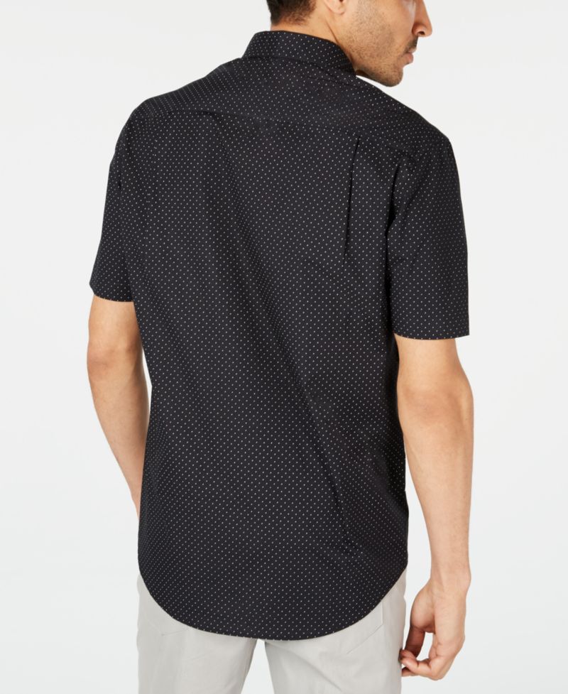Men's Micro Dot Print Stretch Cotton Shirt