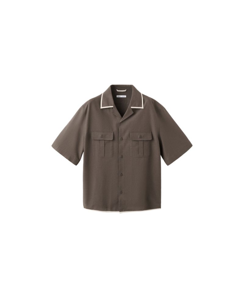 Men's Linen-Cotton Bowling Collar Shirt