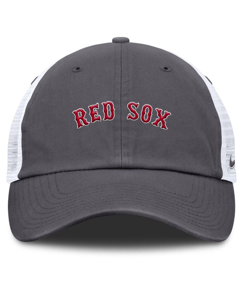 Men's Gray Boston Red Sox Wordmark Club Adjustable Trucker Hat