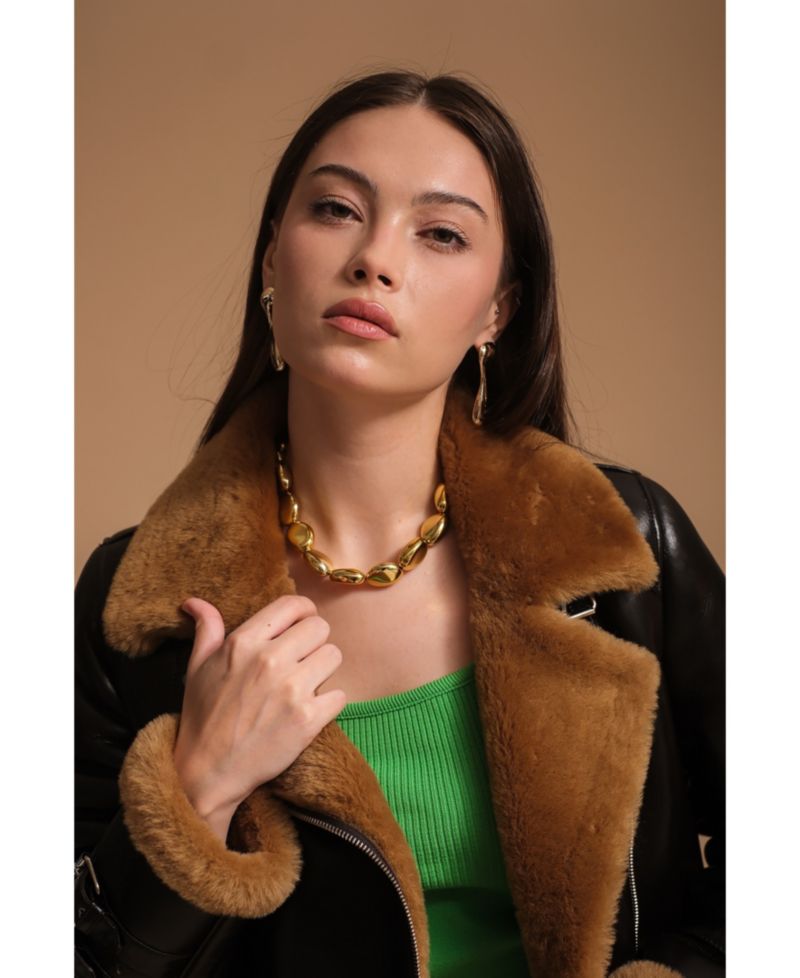 Women's Harriet Shearling Leather Biker Jacket