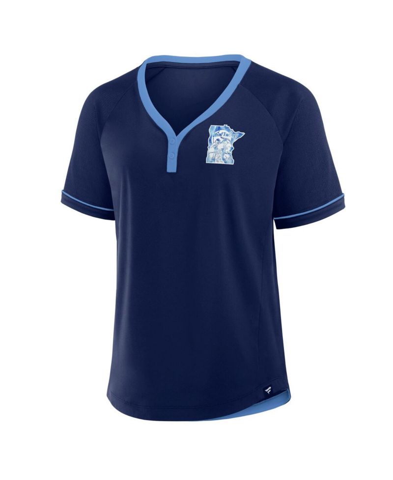 Women's Navy Minnesota Twins Cooperstown Collection League Diva Raglan V-Neck T-Shirt