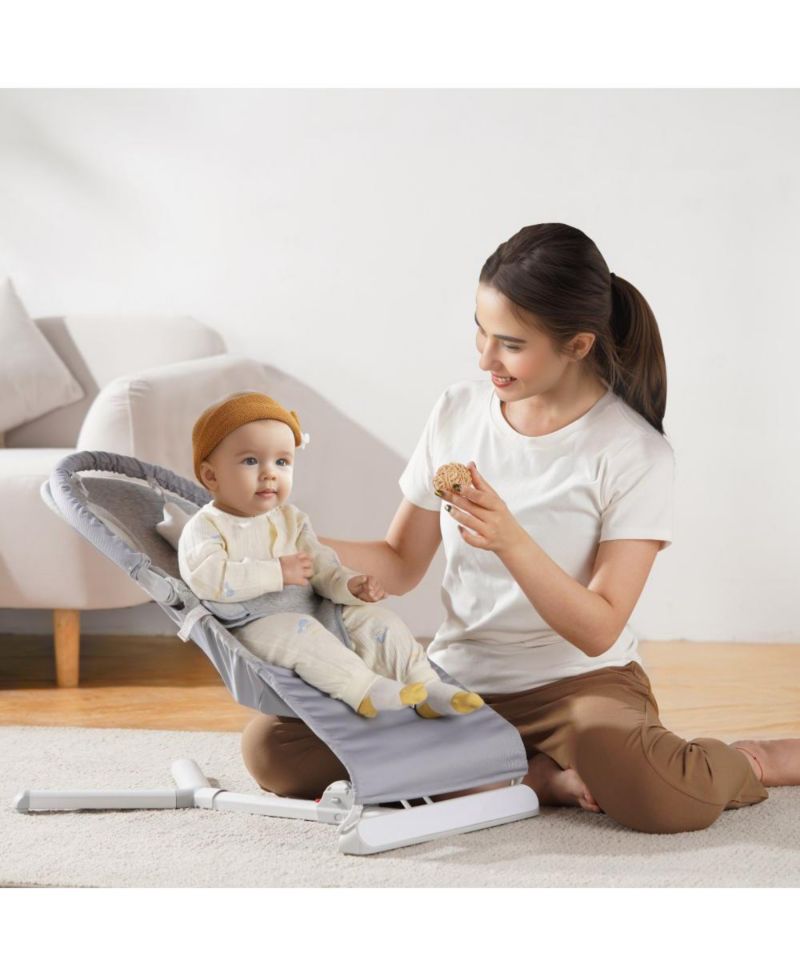 Newborn Baby Bouncer with Rotatable Toy Bar and 2 Reclining Positions